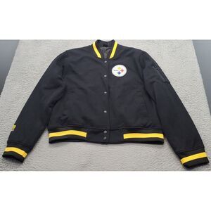 NFL Pittsburgh Steelers Team Apparel Jacket Football Women XL Black Button Front